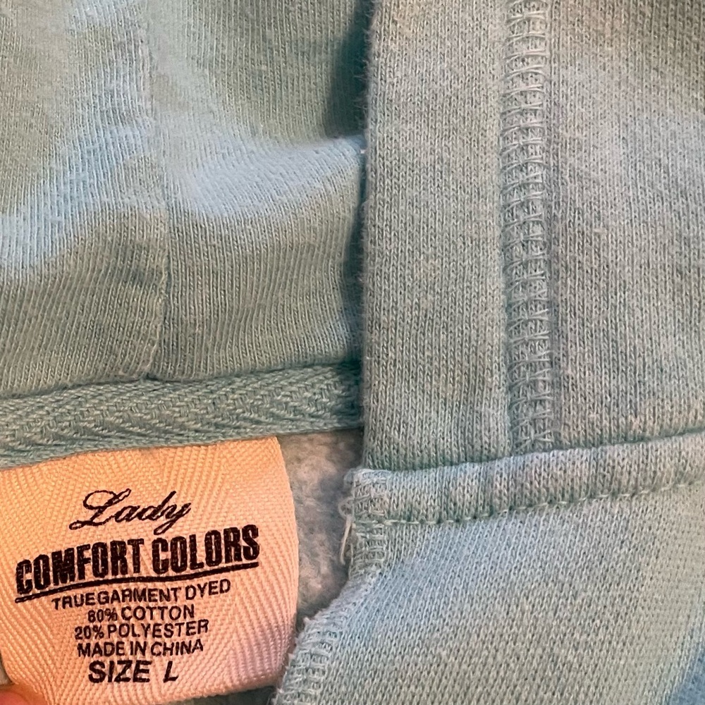 Lady Comfort Colors Light Teal Hoodie~ Size Large ~ Casual and Comfy - Picture 2 of 9